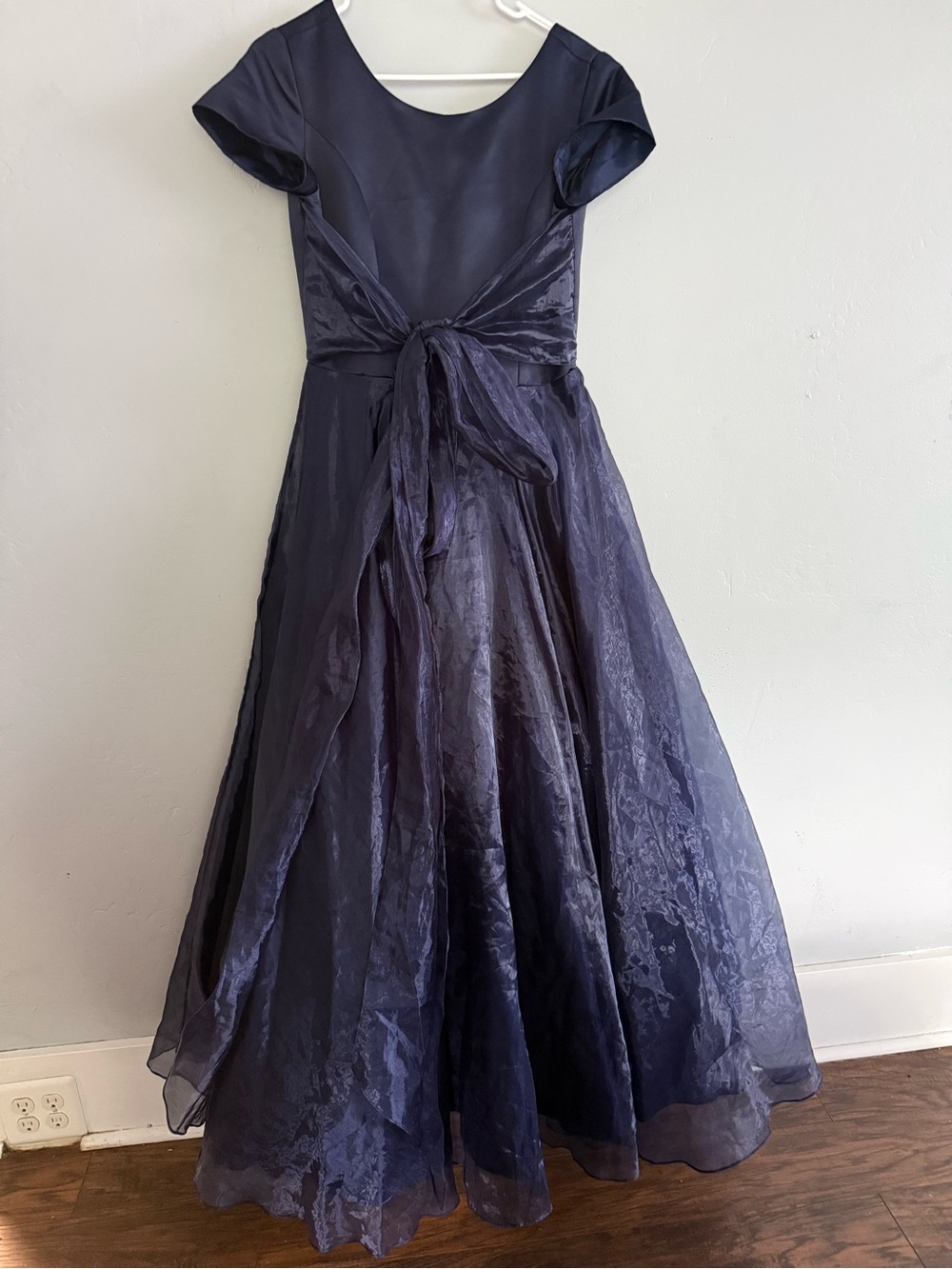 Fiesta Navy Formal woman Organza Ball Gown with Sash